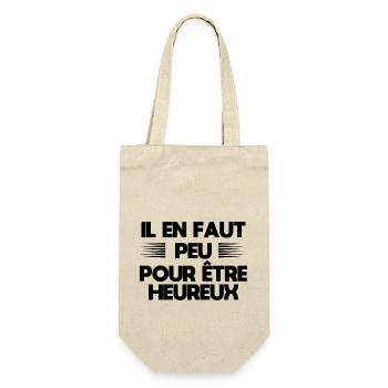 il en faut peu pour être heureux (blanc) - Sac à bouteille - nature - Devant