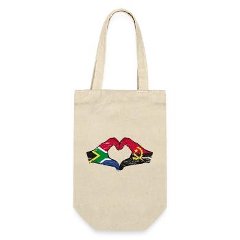 Südafrika Angola Flagge Hände Herzform used - Geschenkbeutel für Flaschen - Natur - Vorne