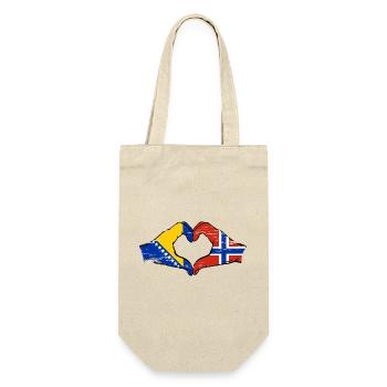 Bosnia Norway Flag Hands Heart Shape Used - Gift Bag for Bottles - nature - Front