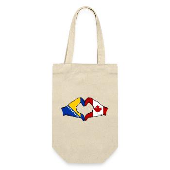 Bosnia Canada Flag Hands Heart Shape - Gift Bag for Bottles - nature - Front