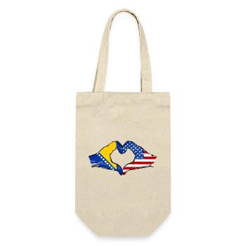 Bosnia USA flag hands heart shape used - Gift Bag for Bottles - nature - Front