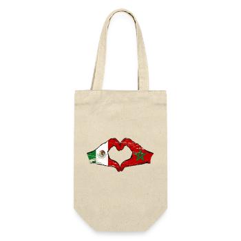 Mexique Maroc Drapeau Mains Coeur Forme Utilisé - Sac à bouteille - nature - Devant