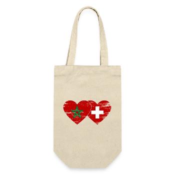 Maroc Suisse Drapeau Coeur utilisé - Sac à bouteille - nature - Devant