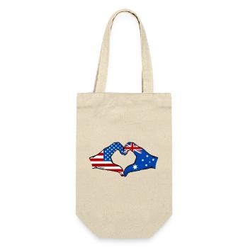 USA Australia Flag Hand Heart Shape - Gift Bag for Bottles - nature - Front