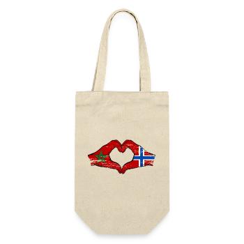 Maroc Norvège drapeau main coeur Utilisé - Sac à bouteille - nature - Devant