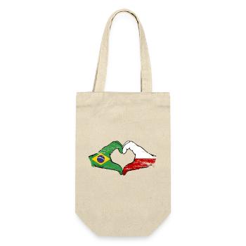 Brasilien Polen Flagge Haende Herzform used - Geschenkbeutel für Flaschen - Natur - Vorne