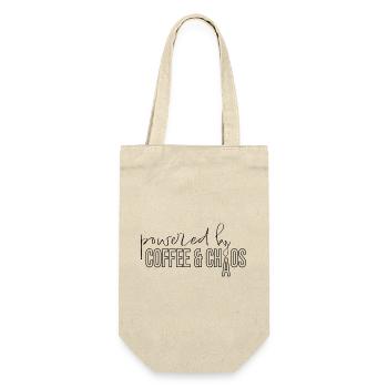 powered by coffee and chaos Kaffeejunkie Spruch - Gift Bag for Bottles - nature - Front