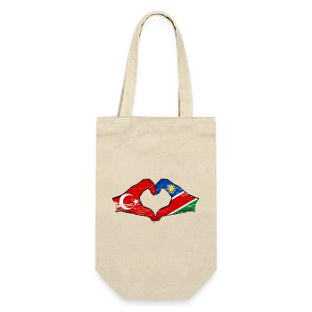 Türkei Namibia Flagge Hände Herzform used - Geschenkbeutel für Flaschen - Natur - Vorne
