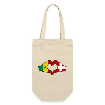 Drapeau du Sénégal Danemark Mains en forme de cœur - Sac à bouteille - nature - Devant