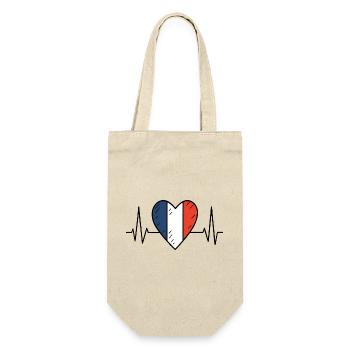France Heartbeat Line Drapeau Français Love Design - Sac à bouteille - nature - Devant