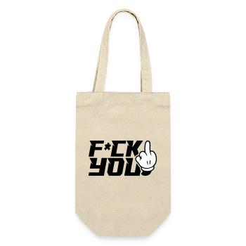 Mittelfinger F_ck You - Geschenkbeutel für Flaschen - Natur - Vorne