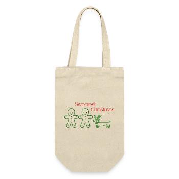 Christmas – Minimal Gingerbread & Dackel (Green) - Geschenkbeutel für Flaschen - Natur - Vorne
