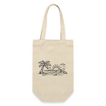 Tropical Palm Wave Line Art - Gift Bag for Bottles - nature - Front
