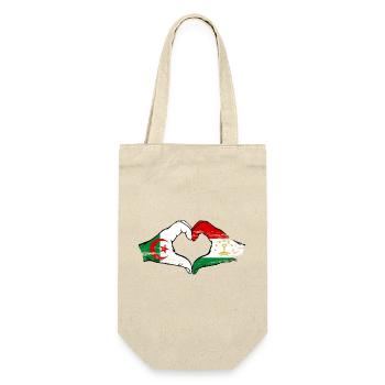 Tadschikistan Algerien Flagge Hände Herzform used - Geschenkbeutel für Flaschen - Natur - Vorne
