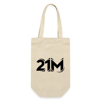 Cooles 21M Logo Motiv für Bitcoin Miner - Geschenkbeutel für Flaschen - Natur - Vorne