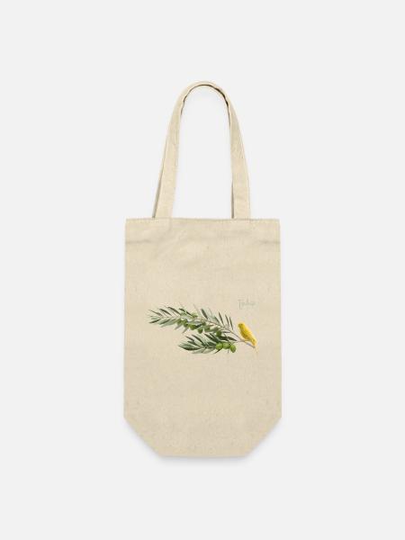 Vogel im Olivenzweig - Geschenkbeutel für Flaschen - Natur