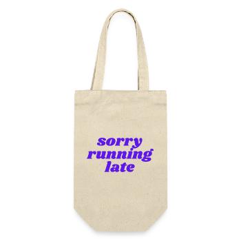 sorry running late - Geschenkbeutel für Flaschen - Natur - Vorne