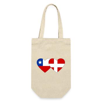 Chile Dänemark Flagge Herz - Geschenkbeutel für Flaschen - Natur - Vorne