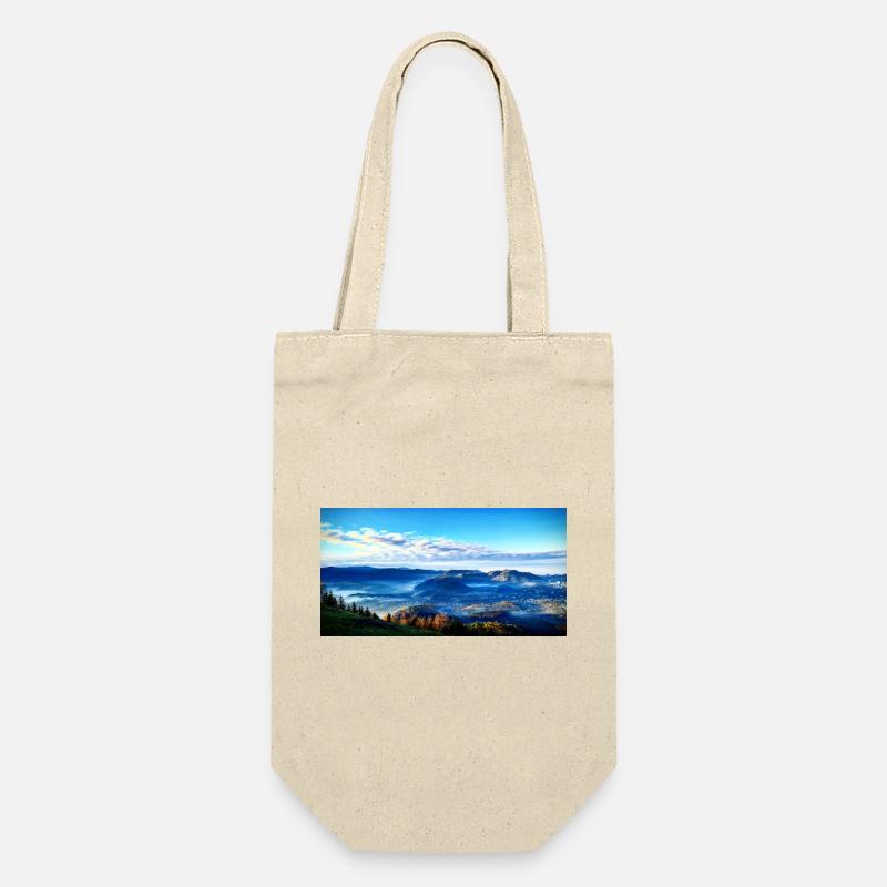 Morgennebel Berglandschaft - Geschenkbeutel für Flaschen - Natur
