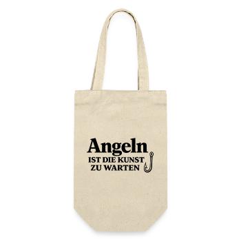 Angeln ist die Kunst zu warten – Angel-Design - Geschenkbeutel für Flaschen - Natur - Vorne