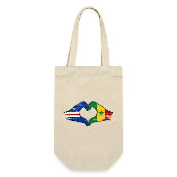 Mains du drapeau du Sénégal du Cap-Vert en forme de cœur utilisées - Sac à bouteille - nature - Devant
