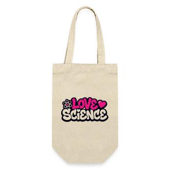 Love Science Schriftzug Logo - Geschenkbeutel für Flaschen - Natur - Vorne