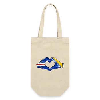 Kap Verde Bosnien Flagge Hände Herzform used - Geschenkbeutel für Flaschen - Natur - Vorne