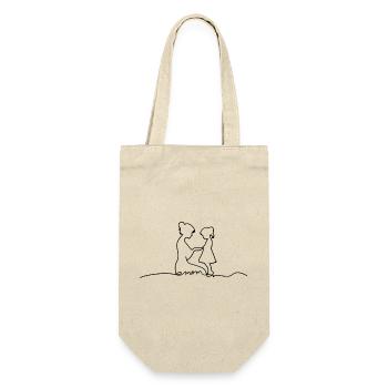Mama Tochter Line Art Mutter Geschenk Liebe Design - Geschenkbeutel für Flaschen - Natur - Vorne