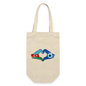 Drapeau du nazar Azerbaïdjanais en forme de cœur utilisé - Sac à bouteille - nature - Devant