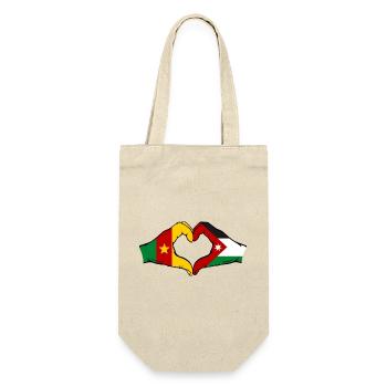 Kamerun Jordanien Flagge Hände Herzforn - Geschenkbeutel für Flaschen - Natur - Vorne