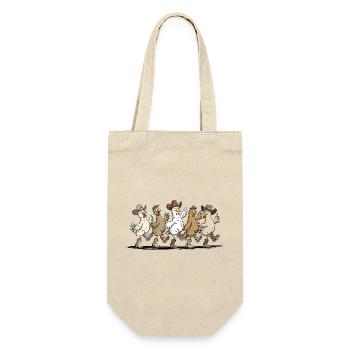 Line Dance Hühner | Lustige Hühner Geschenk - Geschenkbeutel für Flaschen - Natur - Vorne
