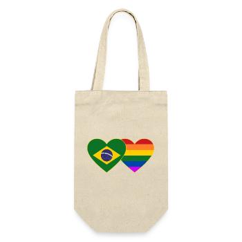 Brasilien Regenbogen Flagge Herz - Geschenkbeutel für Flaschen - Natur - Vorne
