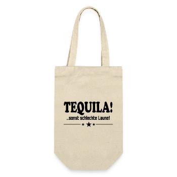 Tequila trinken Schlechte Laune Alkohol Saufen JGA - Geschenkbeutel für Flaschen - Natur - Vorne