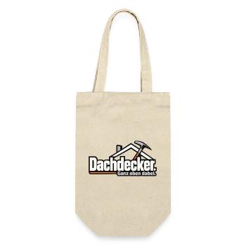 Dachdecker. Ganz oben dabei. – Lustiger Dachdecker - Geschenkbeutel für Flaschen - Natur - Vorne