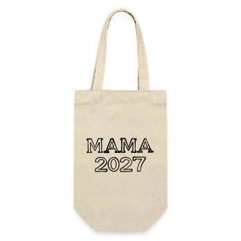 Mama 2027 Schriftzug handgezeichnet - Geschenkbeutel für Flaschen - Natur - Vorne