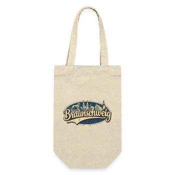 Braunschweig Vintage Stadtmotiv - Geschenkbeutel für Flaschen - Natur - Vorne