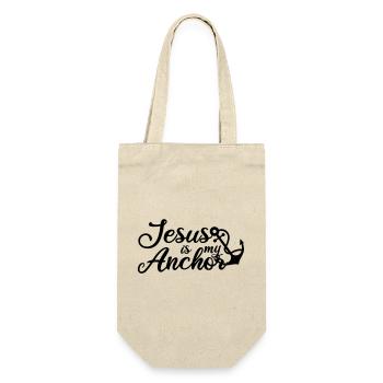 Jesus is my Anchor - Geschenkbeutel für Flaschen - Natur - Vorne