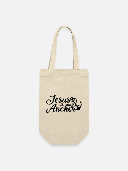 Jesus is my Anchor - Geschenkbeutel für Flaschen - Natur
