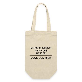 Voll geil hier  - Geschenkbeutel für Flaschen - Natur - Vorne