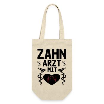 Zahnarzt mit Herz Geschenk - Geschenkbeutel für Flaschen - Natur - Vorne
