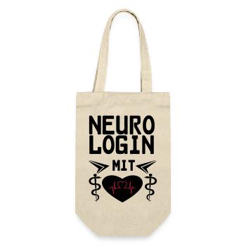 Neurologin mit Herz Geschenk - Geschenkbeutel für Flaschen - Natur - Vorne