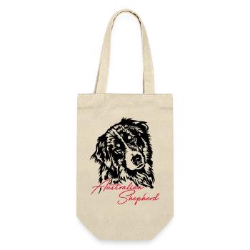 Australian Shepherd Aussie Hunde Hund Wilsigns - Geschenkbeutel für Flaschen - Natur - Vorne