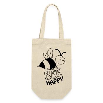 Bee Happy - Geschenkbeutel für Flaschen - Natur - Vorne