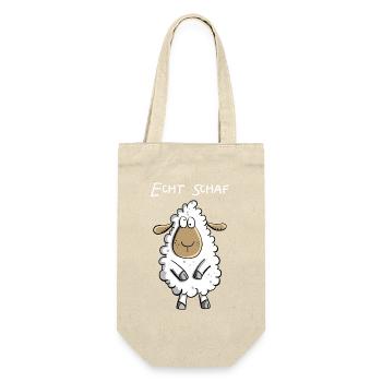 Echt Schaf I Cooles Schäfchen Comic Geschenk Fun - Geschenkbeutel für Flaschen - Natur - Vorne