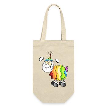 Rainbow Schaf - Geschenkbeutel für Flaschen - Natur - Vorne