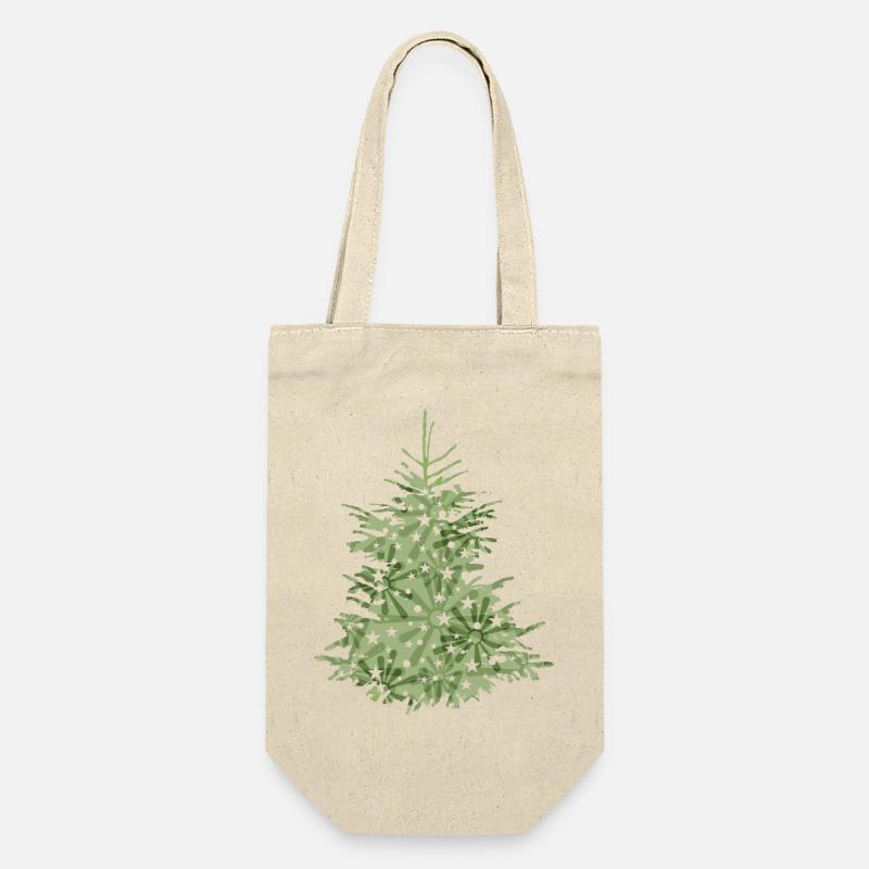 grüner Christbaum, Tannenbaum oder Weihnachtsbaum - Geschenkbeutel für Flaschen - Natur