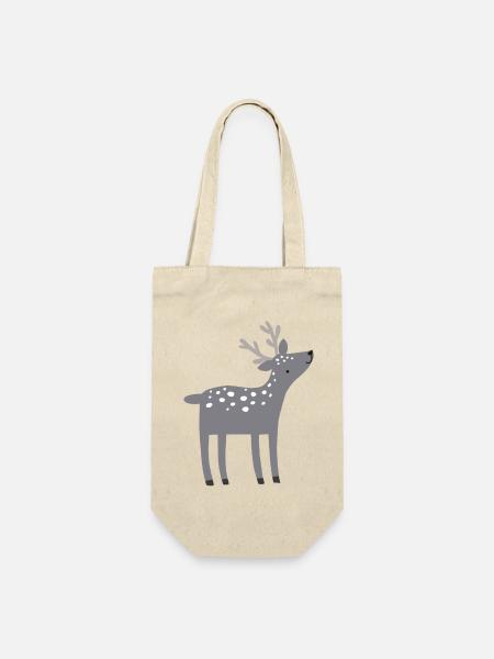 Rentier Hirsch - Geschenkbeutel für Flaschen - Natur
