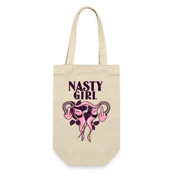 Nasty Girl Feministik fuck off Uterus - Geschenkbeutel für Flaschen - Natur - Vorne