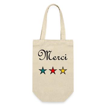 MERCI. THANKS. THANK YOU. ANNIVERSAIRE. NAISSANCE. - Sac à bouteille - nature - Devant