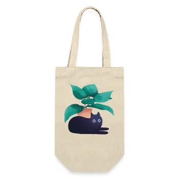 Katzen vor Blumentopf - Geschenkbeutel für Flaschen - Natur - Vorne